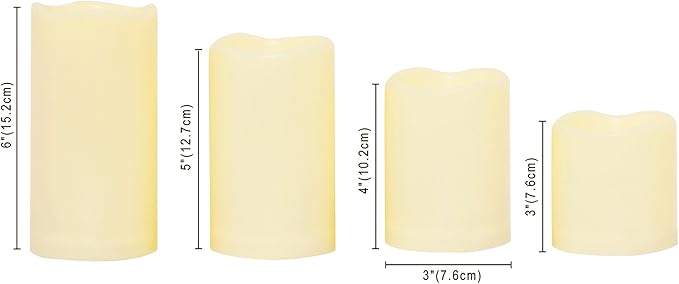 CANDLE CHOICE Waterproof Outdoor Battery Operated Flameless Candles with Timer Realistic Flickering Plastic Fake Electric LED Pillar Lights for Lantern Garden Wedding Christmas Decorations 4 Pack