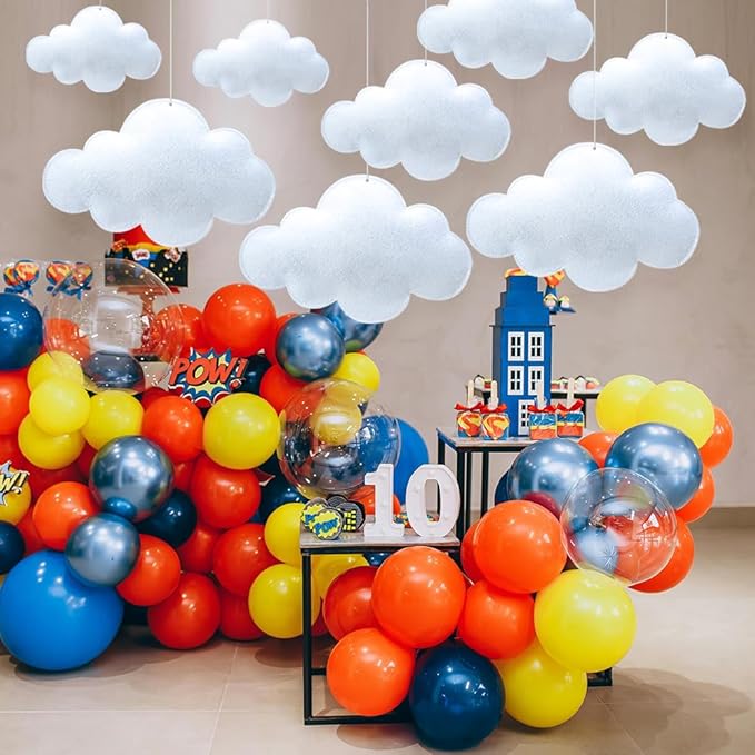 12 Pcs 3D Cloud Decorations Hanging Clouds for Room Ceiling Decor Clounds Decorations Felt Fake Cloud Ornaments Cloud Props for Art Stage Wedding Nursery Children Room Themed Party Baby Shower