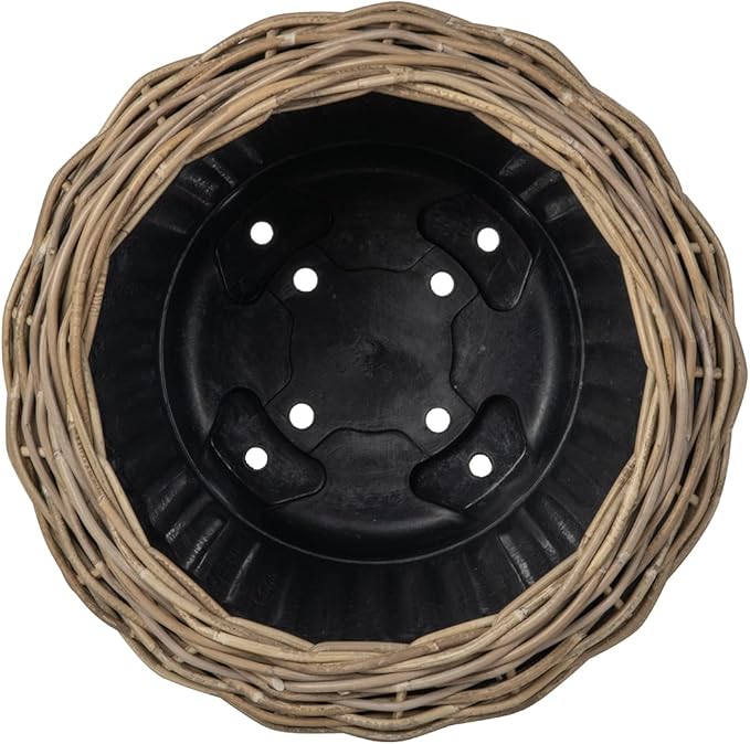 Rattan Kobo Indoor Outdoor Planter Basket with Plastic Pot Medium 35 Gallon Soil Capacity