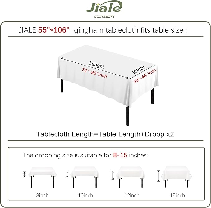 JIALE Gingham Tablecloth Rectangle Cotton Linen Fabric Checkered Table Cloth with Tassel Washable Wrinkle Free Buffalo Plaid Table Cover for Outdoor Party Picnic Kitchen Dining, Beige, 55x106