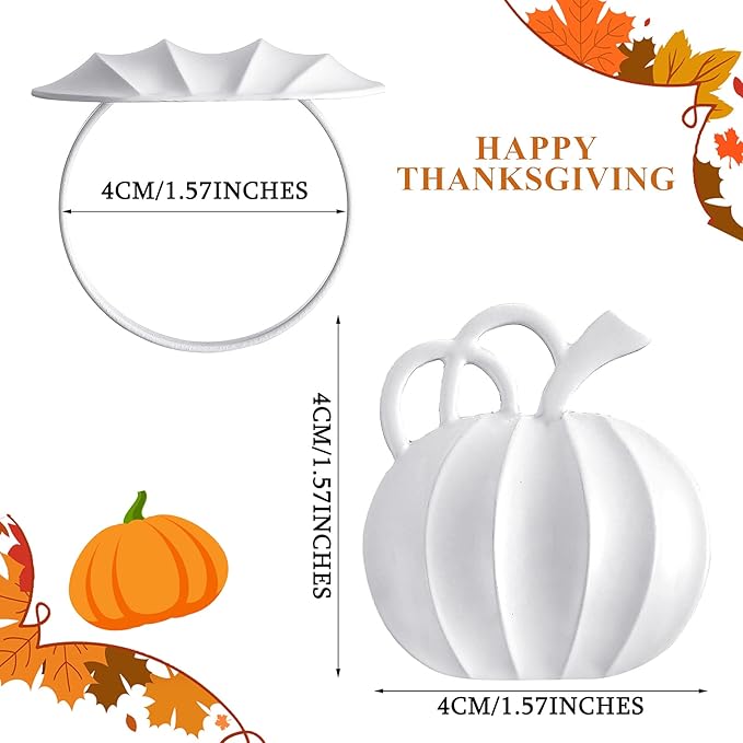 Patelai 6 Pieces Pumpkin Napkin Rings Fall Napkin Holders Thanksgiving Halloween Dinner Tables Rings for Thanksgiving Dinner Party Weddings Family Gatherings (White)