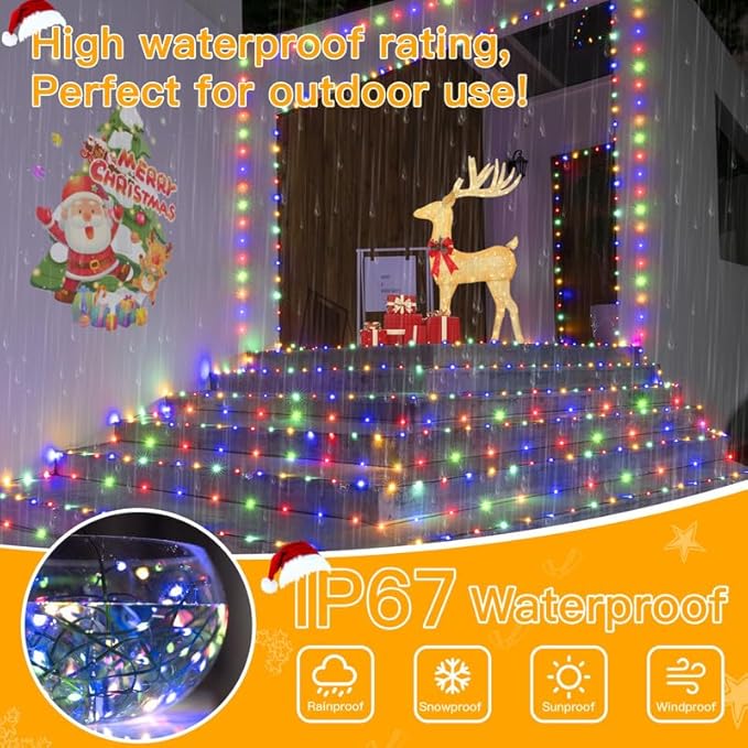 Ollny Christmas Lights 262 FT 800 LED IP67 Waterproof, Color Changing Christmas Lights Outdoor with Remote, 11 Modes Dimmable Timer Warm White to Multicolored Changeable String Lights for House Decor