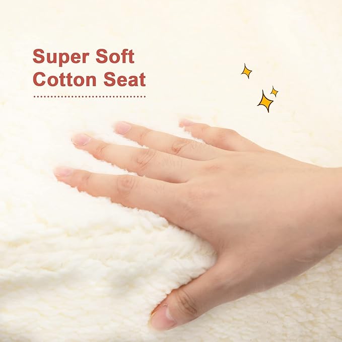 ALIMORDEN Kids Ultra-Soft Snuggle Foam Filled Chair, Toddler Cuddly Sherpa Reading Couch for Boys and Girls, Cream