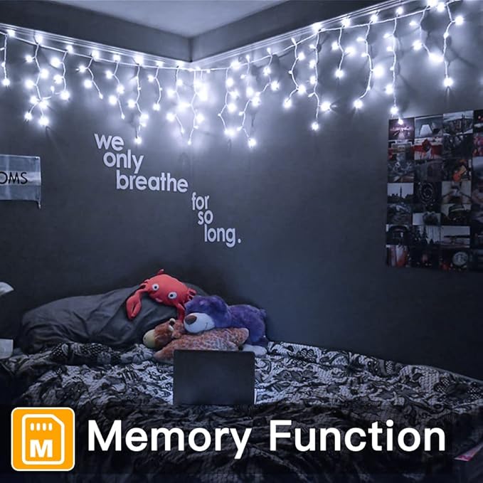 Ollny Icicle Lights Outdoor Cool White, 594LED 49FT Christmas Lights with Remote 8 Modes Dimmable, Waterproof Connectable Timer Hanging Light for House Outside Yard Indoor Decorations