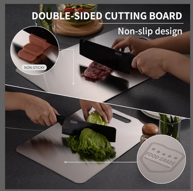 Katuchef Titanium Cutting Boards for Kitchen,Katu Chef Cutting Board,Double-Sided Food-Grade Pure Cut Titanium Chopping Board for Vegetables,FruitsAnd Meat(15.35IN*11.02IN)