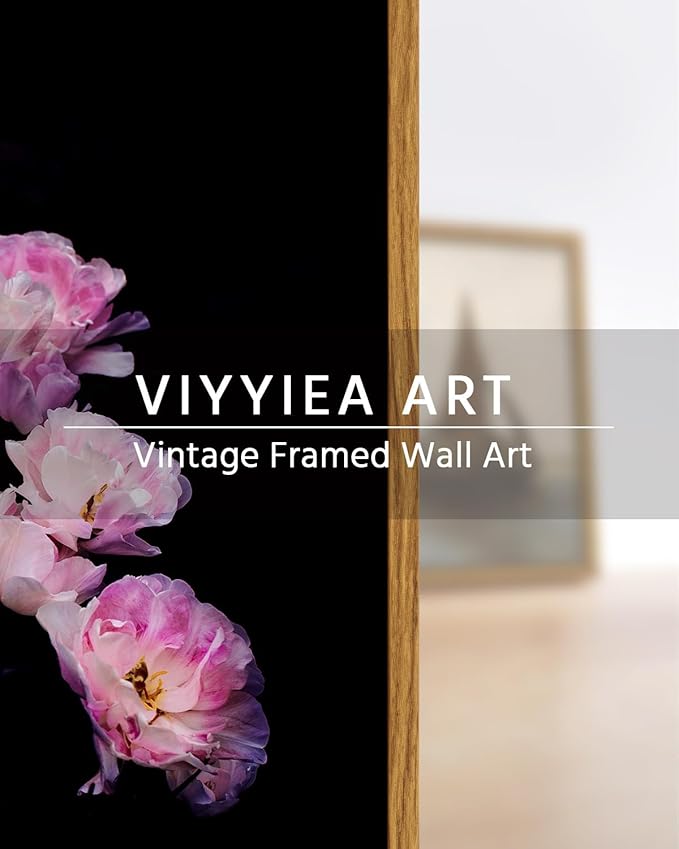 VIYYIEA Framed Canvas Wall Art Home Decor Classical Flower Oil Paintings for Wall Decorations Canvas Wall Art Modern Floral Home Decor for Bedroom Living Room Bathroom Decor 8x10in