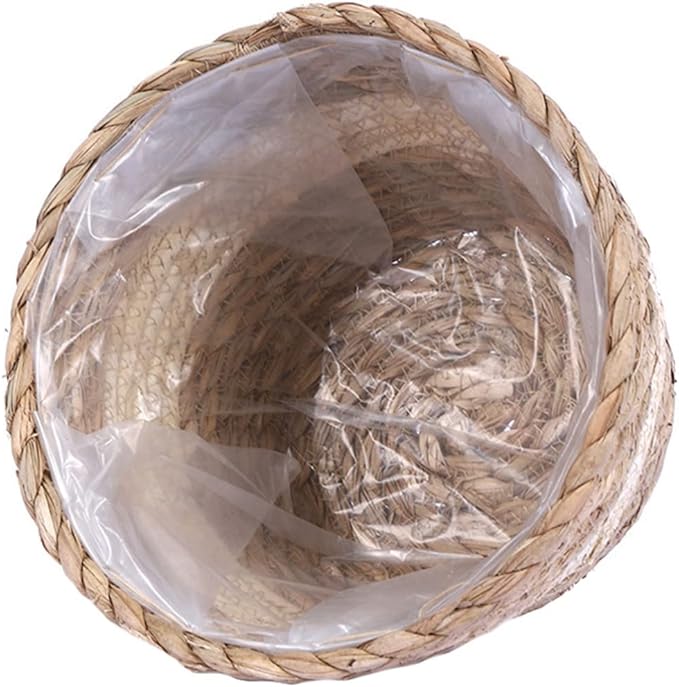 Home Decor Woven Straw Flower Pot Seagrass Planters Basket Garden Plant Pot Containers Wicker Rattan Vase Sundries Organizer Storage Bins for Indoor Outdoor Plants Vintage Decor