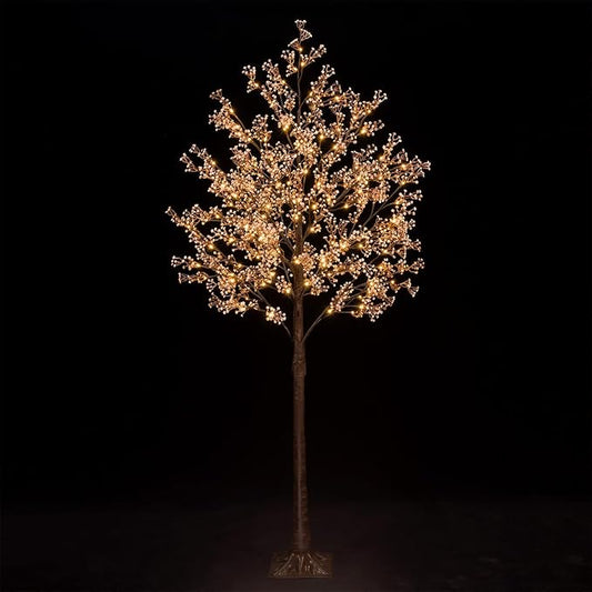 6ft Lighted Baby's Breath Tree with 184 Warm White LED Lights for Holiday Decor - Dimmable, UL Certified, Waterproof - Ideal for Indoor and Outdoor Decoration