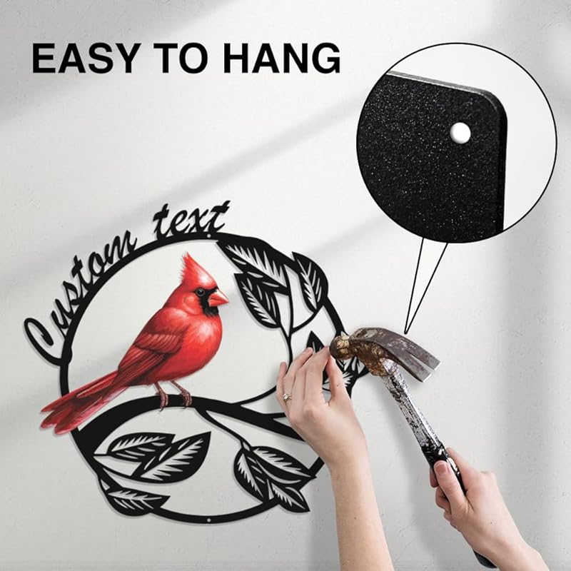 Personalized Name Garden Cardinal Metal Signs, Custom Family Name Yard Decor for Outdoor Outside, Cardinal Lawn Patio Stake Gardening Enthusiasts Grandmothers Gift