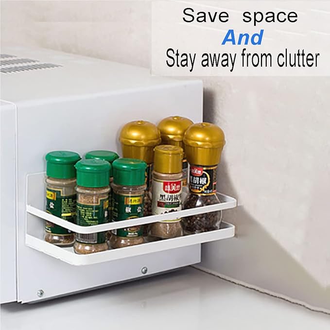 Magnetic Spice Rack Refrigerator Side Magnetic Spice Rack Kitchen Magnetic Shelf Magnetic Fridge Shelf Perfect Space Saver for Kitchen/Apartment 2 Pack (White)