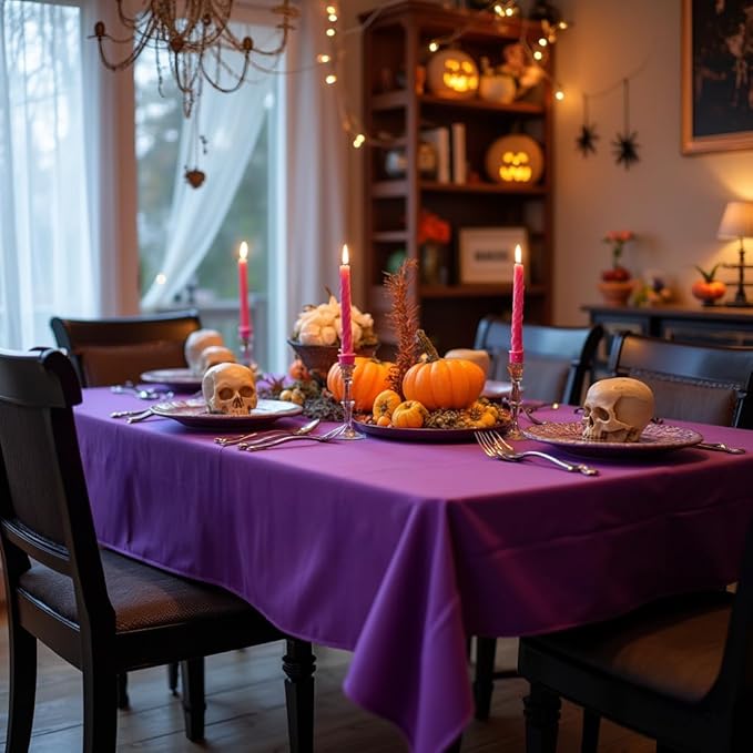 sancua Rectangle Tablecloth - 70 x 90 Inch - Stain and Wrinkle Resistant Washable Polyester Table Cloth, Decorative Fabric Table Cover for Dining Tables, Buffet Parties and Camping, Purple