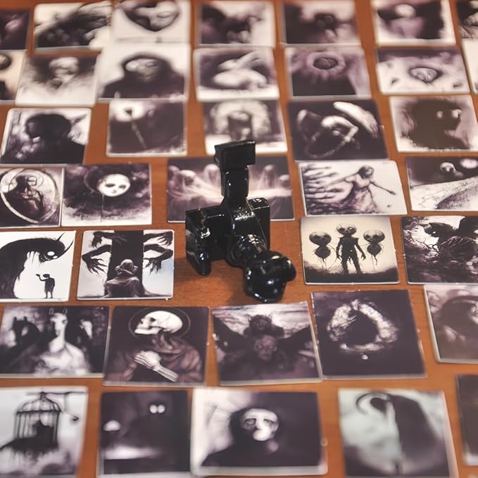 69Pcs Miniature Horror Diorama Set: Mini Black,DSLR Camera Prop, Gothic Posters & Abstract Art for 1:6 Scale Dollhouses - Creepy Display Decor for Adults