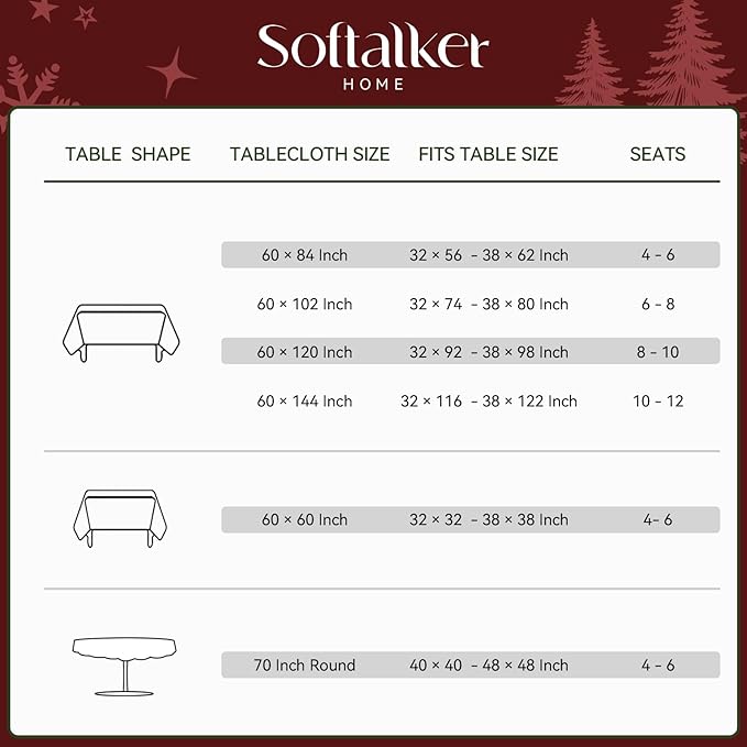 Softalker Christmas Jacquard Rectangle Tablecloth, Winter Vintage Holly Waterproof Table Cloth, Xmas Farmhouse Fabric Table Cover for Holiday, Dining, Party Decor, DHHolly 60 x 84 Inch