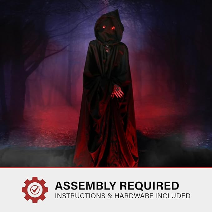 Haunted Hill Farm Motion-Activated Lurching Demon Reaper by Tekky, Lunging Scare Prop Halloween Animatronic for Indoor or Covered Outdoor Creepy Halloween Decorations, Plug-in or Battery Operated