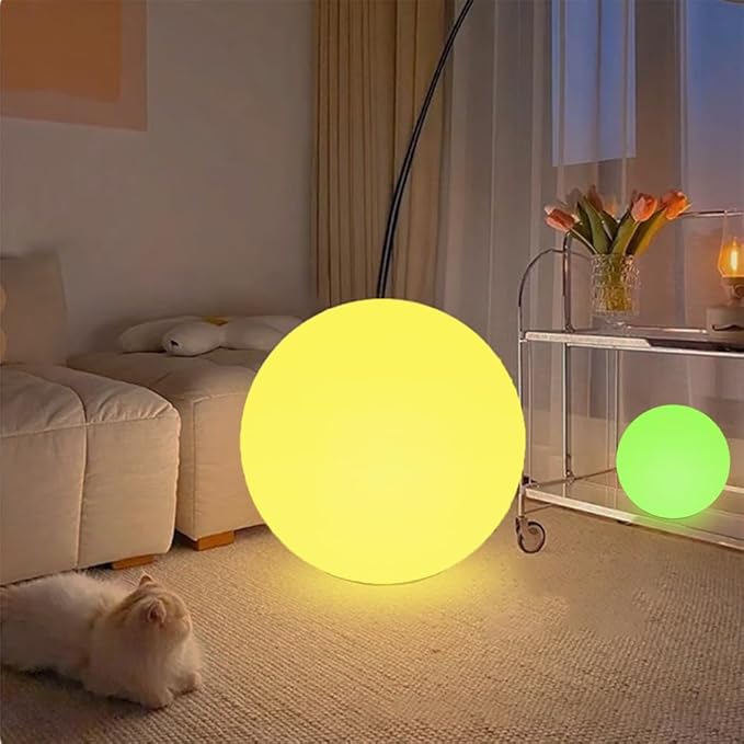 Large LED Glowing Ball Light, 20-in Outdoor LED Garden Orb Lights, Rechargeable Globe Lights RGB Color Changing Globe Floor Lamp Mood Lamp w/Remote, Waterproof Light Up Ball Light for Patio Lawn Decor