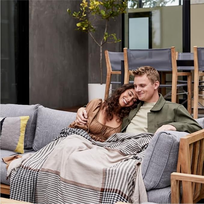 Outer Bug Shield Outdoor Throw Blanket w/Insect Shield Repellent Gear Technology- Lightweight Insect-Repellent Outdoor Blanket, Camping, Picnic & Beach Blanket, Striped Plaid, 50”W x 60”