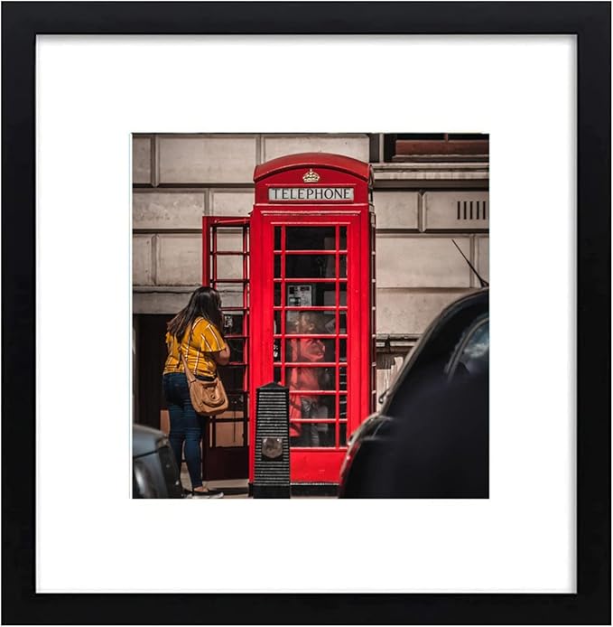 12x12 Picture Frame Set of 6, Display Pictures 8x8 with Mat or 12x12 Without Mat for Wall Mounting,Black