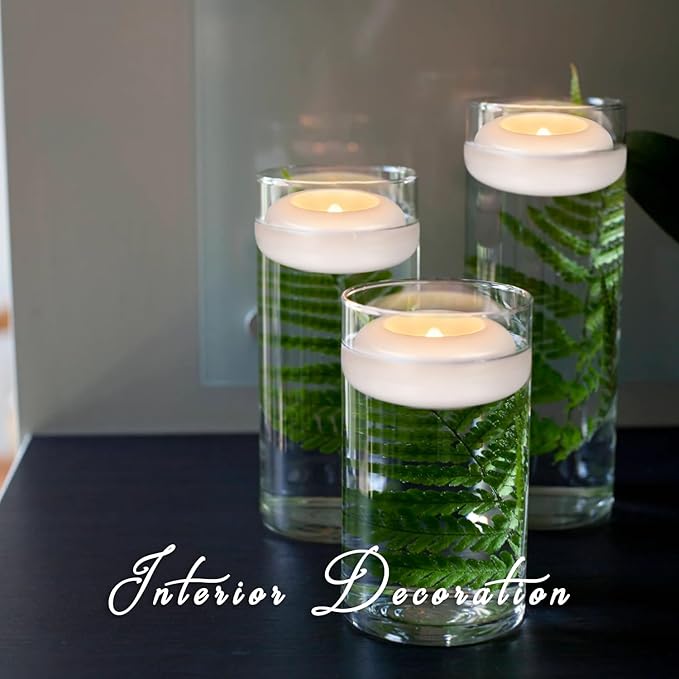 24 Pack 3”Floating Candles Water-Activated Flameless LED Candle, 120 Hour White Battery Operate Waterproof Tealights for Cylinder Vases, Centerpieces at Wedding, Party, Pool,Romantic.