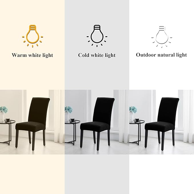 Joccun Chair Covers for Dining Room Set of 6, Dining Chair Slipcovers Stretch Dining Room Chair Covers Seat Protector,Washable Parsons Chair Cover for Home,Hotel,Banquet(Black,6 Pack)