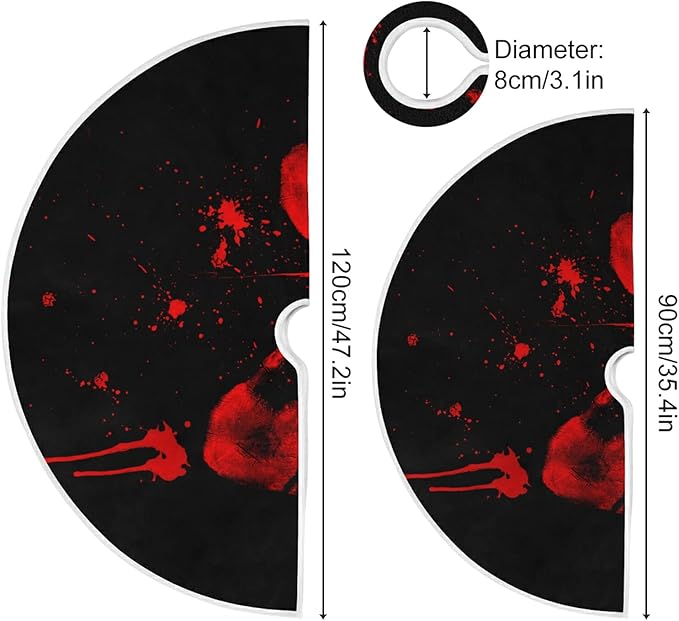 Halloween Bloody Hand Paw Spooky Tree Skirt, Seasonal Tree Mat Holiday Party Supplies Ornaments Indoor Outdoor Decorations for Tabletop Trees 35.4 Inches