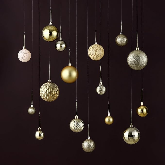 LANGXUN 36pcs Gold Christmas Tree Decorations Balls, Bolas De Navidad, 2025 Christmas Decor, Indoor Outdoor Shatterproof Christmas Ornaments, Xmars Party Wedding Suppiles