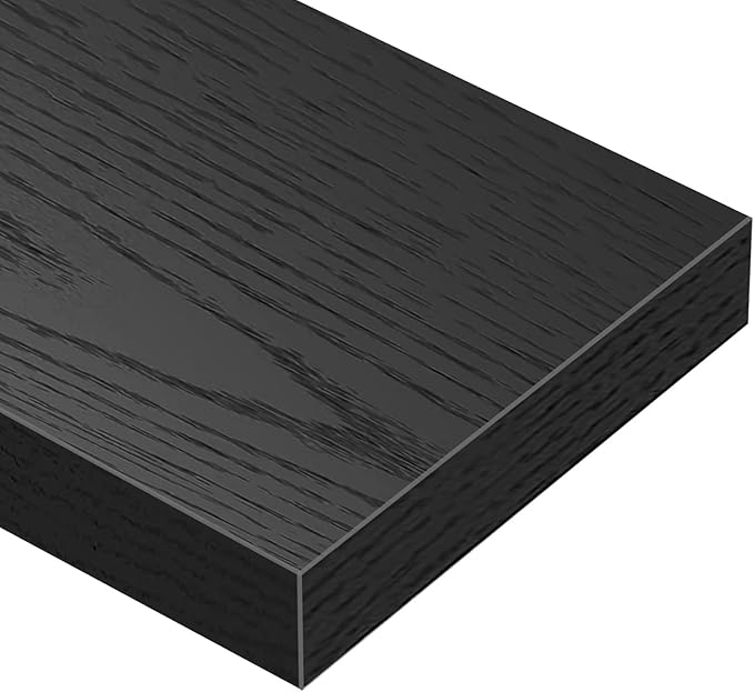 QEEIG Floating Shelves for Wall Bathroom Shelf Bedroom Kitchen Living Room Hanging Book Shelves Small Farmhouse Decor 16 inch Set of 3, Black (015-B3)