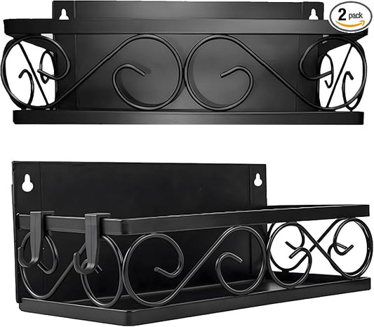 LEONARDLEE Magnetic spice Rack, Stronger Magnet with Wall Mount Option. 4 Removable Hooks, Perfect Space Saver for Kitchen- for Holding Spices, Jars, Bottle, cans (Pack of 2)