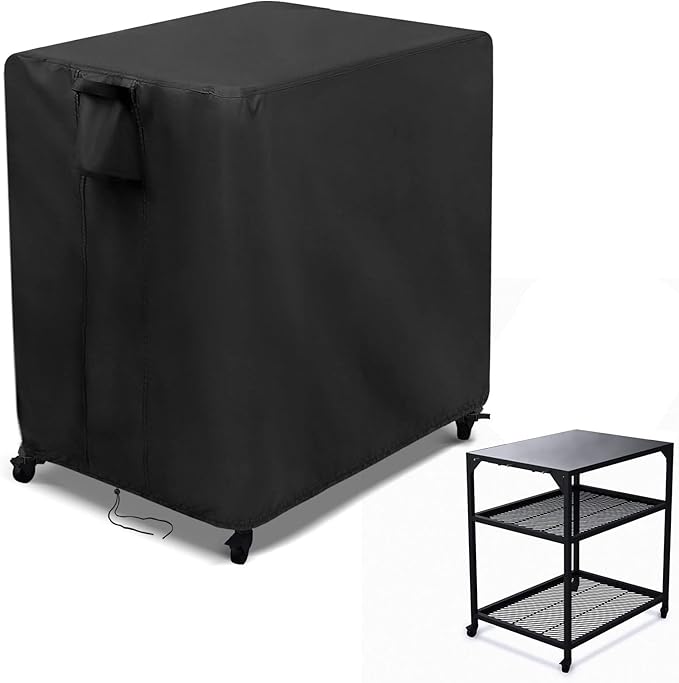 Kingling Outdoor Pizza Oven Table Cover for Ooni Medium Table, Waterproof Outdoor Grill Prep Table Cover Pizza Oven Stand Cover - 32''L x 24''W x 35''H(Black)