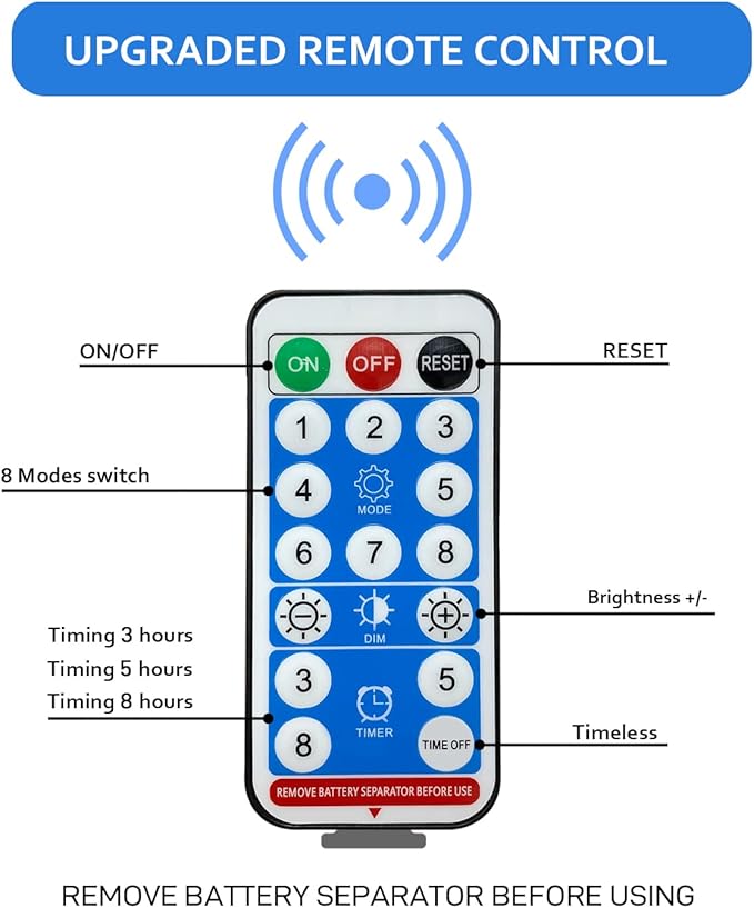 Unihoh Solar Garden Lights Outdoor, 4 Pack 120 LED Waterproof Decorative String Lights 8 Modes with Remote DIY Outdoor Decor for Pathway Walkway Yard (Cool White)