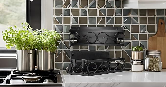 LEONARDLEE Magnetic spice Rack, Stronger Magnet with Wall Mount Option. 4 Removable Hooks, Perfect Space Saver for Kitchen- for Holding Spices, Jars, Bottle, cans (Pack of 2)