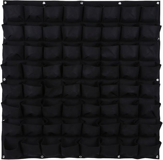 Ogrmar 64 Pockets Vertical Wall Garden Planter Plant Grow Bag for Flower Vegetable for Indoor/Outdoor (64 Pockets, Black)
