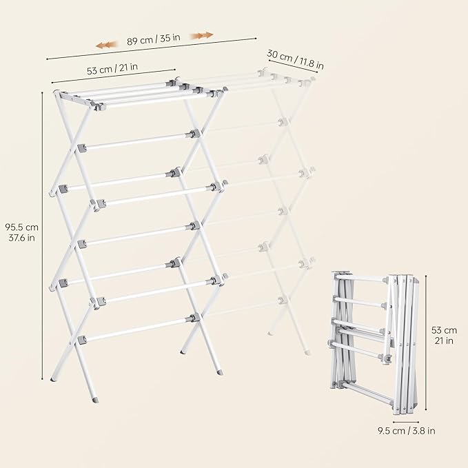 APEXCHASER Drying Rack Clothing, Clothes Drying Rack Foldable, Laundry Drying Rack Expandable, Small Clothe Hanger for Baby Clothes Towels Bibs, Socks, Clothes Airer for Indoor & Outdoor Use, White