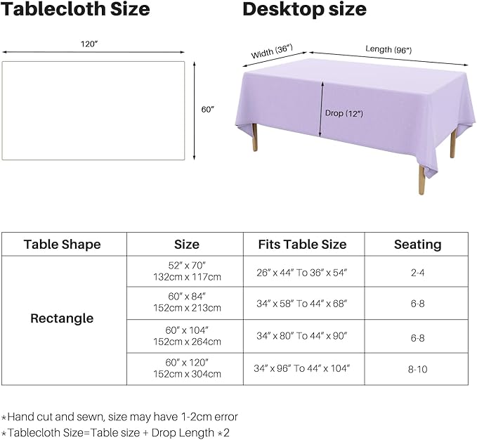 IVAPUPU Textured Linen Table Cloth for Rectangle Table - Purple Tablecloths Rectangular Waterproof Wrinkle Free Wipeable Dining Table Cover for Spring Wedding Birthday Kitchen Decor, 60 x 120 Inch