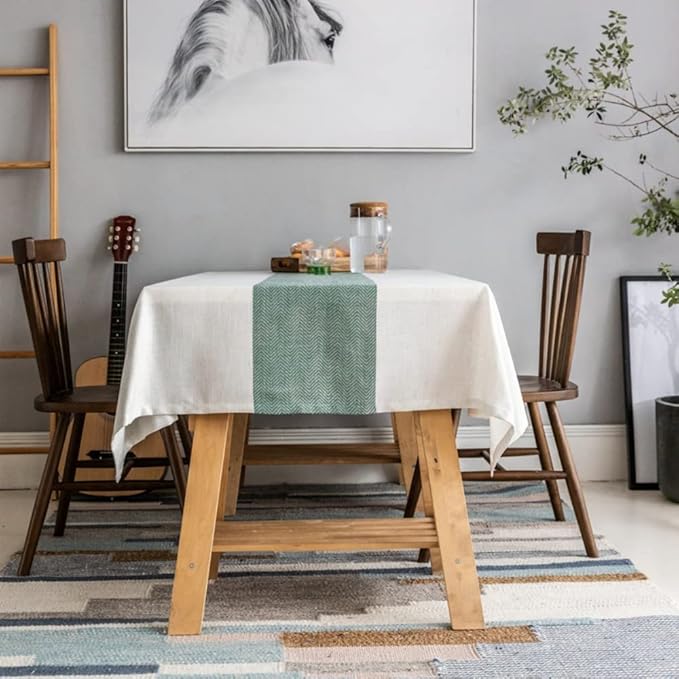 IVAPUPU Textured Linen Table Cloth for Rectangle Table Waterproof Fabric Tablecloth Rectangular Wrinkle Free Wipeable Dining Table Cover for Wedding/Birthday/Party Decor, 52 x 85 Inch, Coffee