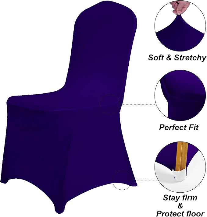 SUPERO Waterproof Spandex Chair Cover 25PCS, Stretch Dining Chair Covers, Polyester Outdoor Chair Covers, Protector Stretch Chair Cover for Party Universal, Banquet, Wedding Event, Hotel(Purple)