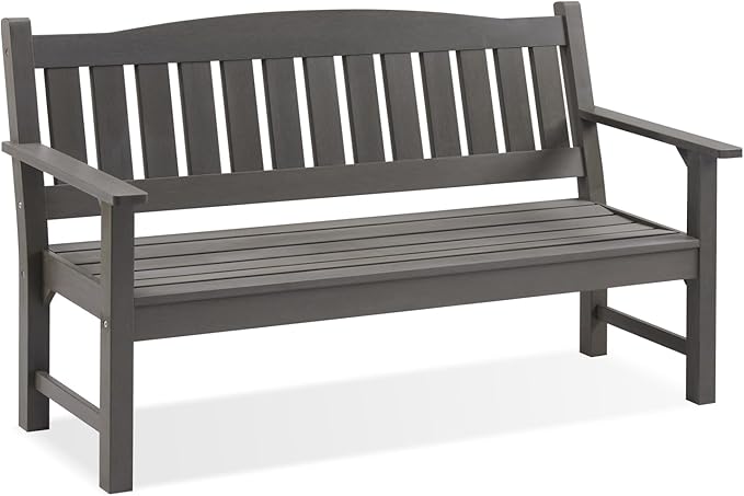 Psilvam 3-Person Outdoor Memorial Bench, All-Weather Poly Lumber Garden Bench, Rot-Resistant Outdoor Patio Bench for Park,Porch,and Church(Grey)