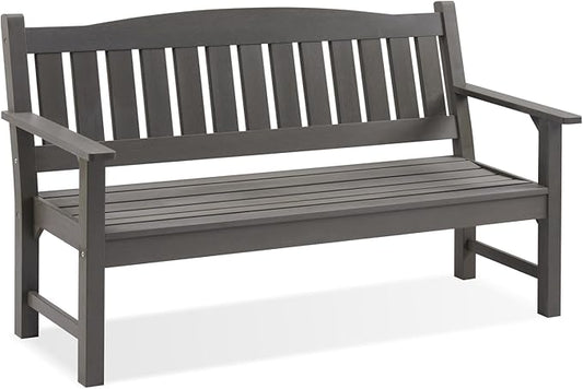 Psilvam 3-Person Outdoor Memorial Bench, All-Weather Poly Lumber Garden Bench, Rot-Resistant Outdoor Patio Bench for Park,Porch,and Church(Grey)