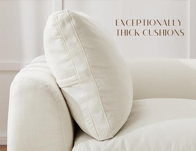 110" Cloud Sectional Couches for Living Room, Convertible L-Shape Couch with Ottoman, 3 Seater Modular Sectional Sofa, Warm White