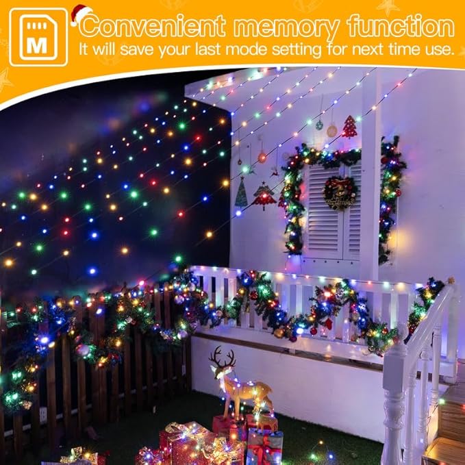 Ollny Christmas Lights 1000 LED 330 FT, IP67 Waterproof Plug in Christmas Tree Lights with Remote, 8 Modes, 3 Timers, Dimmable, House Xmas Indoor Decorations Outdoor Christmas Lights (Multicolored)