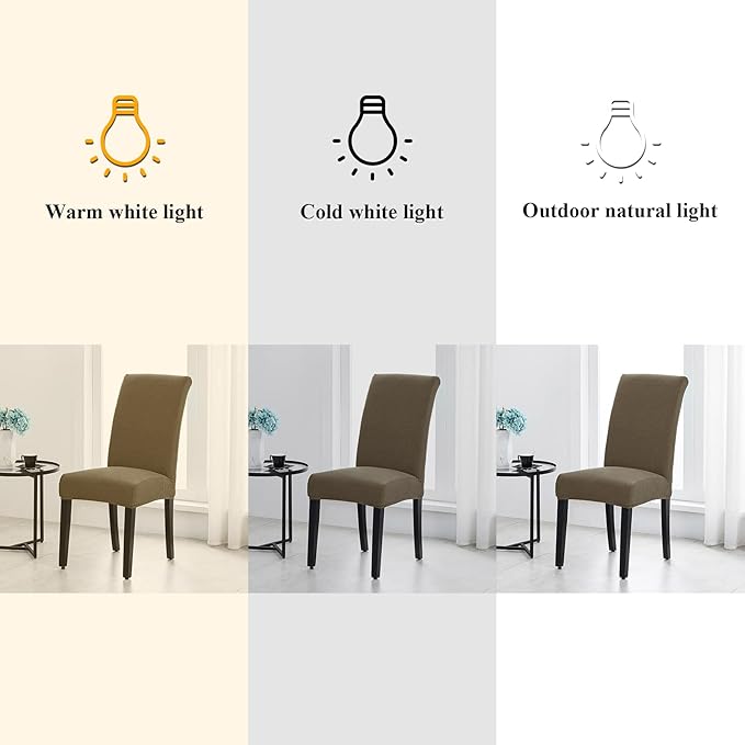 Joccun Chair Covers for Dining Room Set of 4,Dining Chair Slipcovers Stretch Dining Room Chair Covers Seat Protector,Washable Parsons Chair Cover for Home,Hotel,Banquet(Fossil,4 Pack)