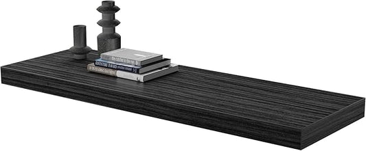 Large Floating Shelves for Wall Set of 1 Wooden Wall Shelves 24 in x 12.75 in x 2 in Room Decor Long Shelf with Invisible Wall Mount Bracket for Bedroom Kitchen Living Room Black Wood