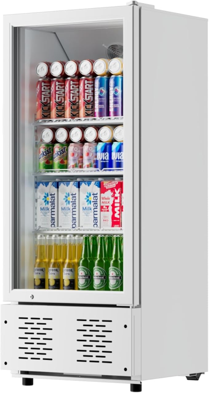 6.5 CUFT Commercial Beverage Refrigerator Glass Door Display Cooler Drink Beer Milk Fridge for Bar Restaurant Office