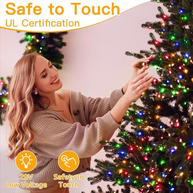 Ollny Christmas Lights Outdoor, 393FT 1200 LED IP67 Waterproof Christmas Tree Lights with 8 Modes Remote Timer, String Lights for House Yard Outside Indoor Xmas Decorations Multicolor