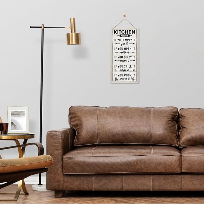 Hanging Kitchen Rules Wood Decor Sign, Rustic Kitchen Wooden Signs, Printed Wood Wall Art Sign, Kitchen Door Rules Rustic Sign, Hanging Wood Sign Kitchen Decor, Funny Farmhouse Kitchen Wall Décor B1