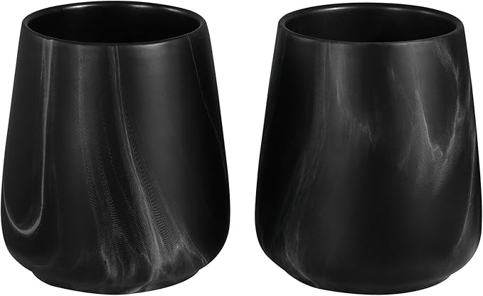 2Pcs Toothbrush Holder for Bathroom - Marble Black Ceramic Tooth Brushing Holders Set, Toothbrush Cup & Toothpaste Organizer for Bathroom Countertop, Makeup Brush Holder, Pen Holder for Home Storage