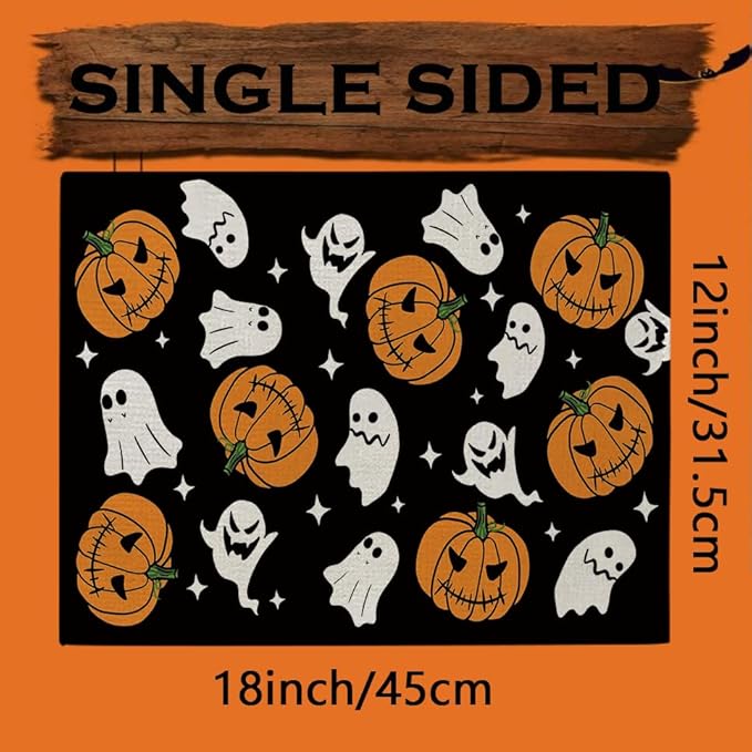 Halloween Placemats Pumpkins Ghost Set of 4 Table Mats Seasonal Home Party Kitchen Dining Table Decorations 12x18 Inch