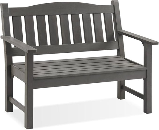 Psilvam 2-Person Outdoor Memorial Bench, All-Weather Poly Lumber Garden Bench, Rot-Resistant Outdoor Patio Bench for Park,Porch,and Church(Grey)