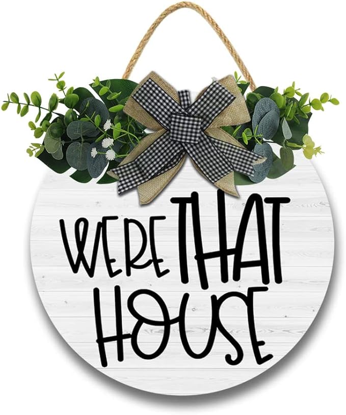 Funny Hanging Wall Sign for Front Door Home Kitchen Decor Rustic Wooden Round Sign Wall Decoration for Kitchen Dining Room Living Room Bedroom Outdoor