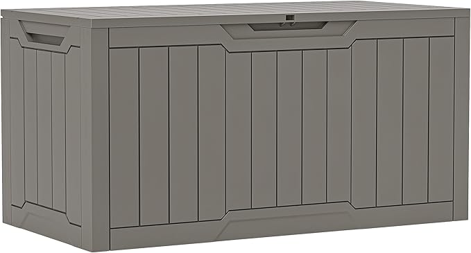 YITAHOME 100 Gallon Outdoor Storage Box, Large Water Resistant Resin Deck Box, Indoor Outdoor Lockable Storage Container for Patio, Garden, Cushions, Tools, Equipment (Taupe)