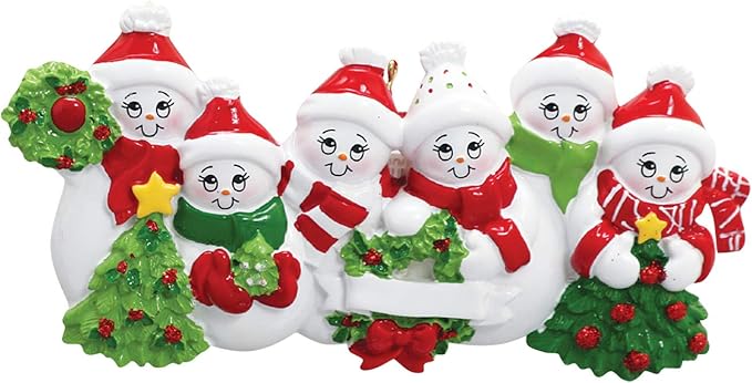 3D Snowman Family of 6 Ornament 2025 Personalized Family Christmas Ornaments 2025 | Snow People Personalized Tree Ornaments for Grandchildren, Siblings & Grandkids of Six Ornament Snowmen Small Tree